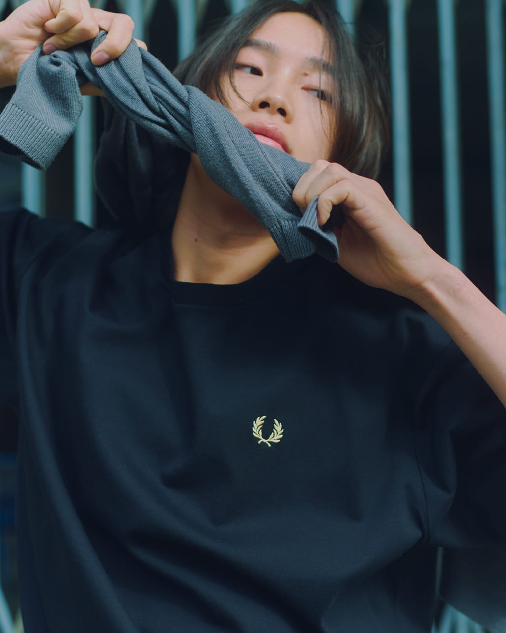 FRED PERRY [フレッドペリー] 別注 ワンポイントロゴ刺繍 ポンチドローコードTシャツ [FPM-26S-022JF]のコーディネートです。