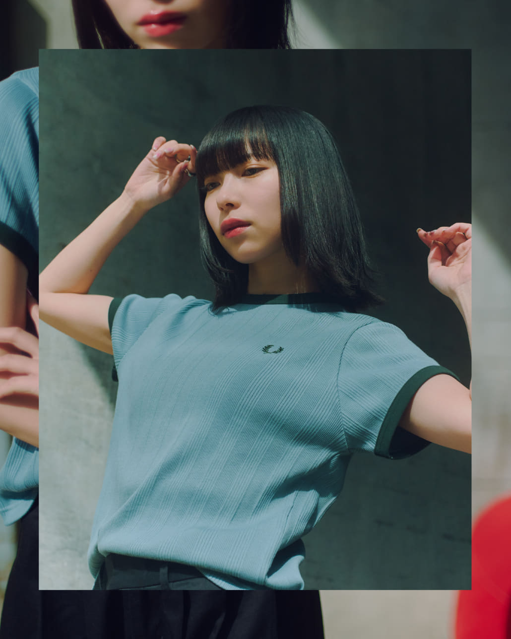 FRED PERRY [フレッドペリー] 別注 ランダムリブ ワンポイントロゴ刺繍リンガーTシャツ [FPW-26S-032JF]のコーディネートです。