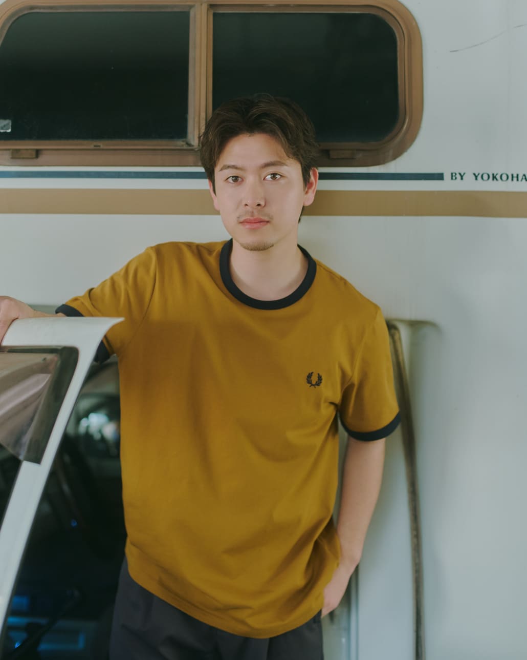 FRED PERRY [フレッドペリー] 別注 ワンポイントロゴ刺繍 リンガーTシャツ [M3519-JF]のコーディネートです。