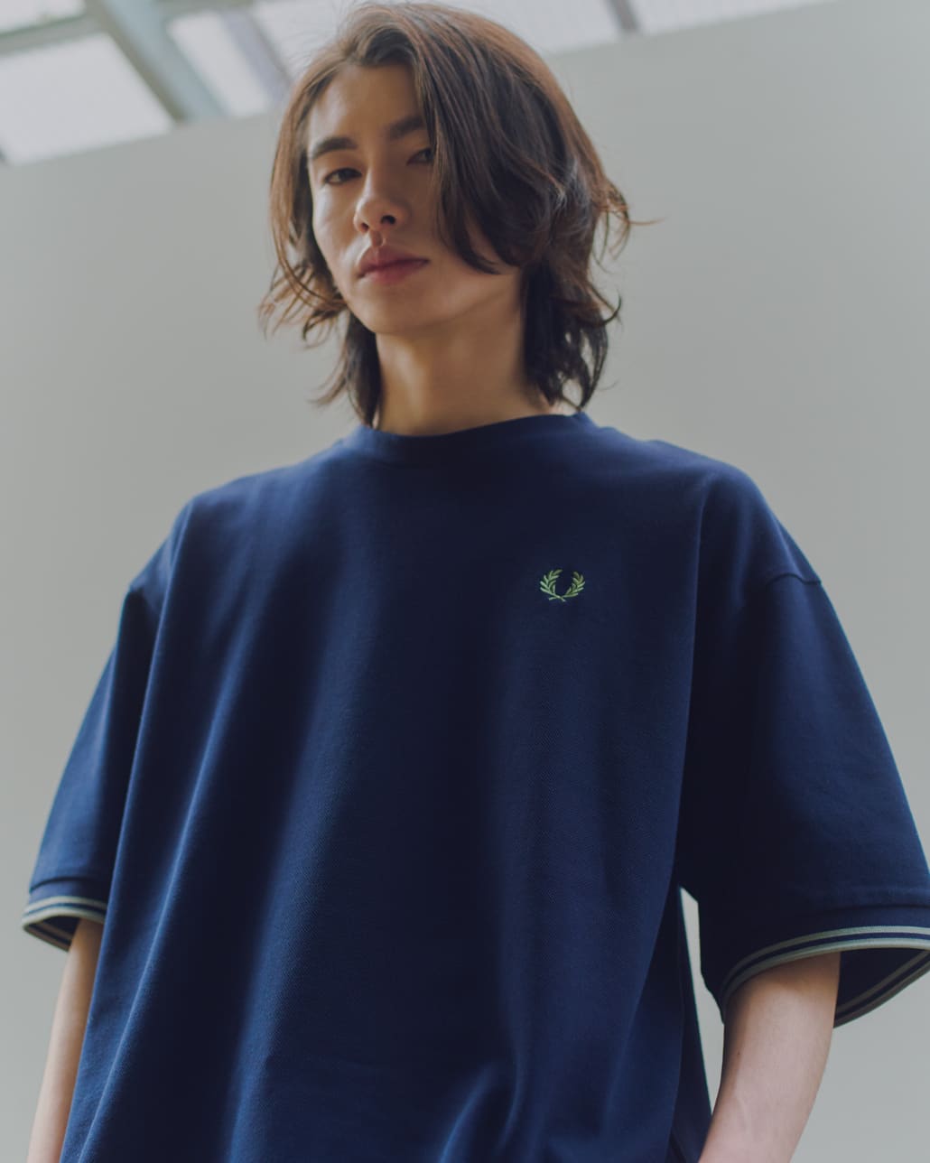 FRED PERRY [フレッドペリー] 別注 ツインティップライン ワイドシルエット鹿の子Tシャツ [FPM-26S-021JF]のコーディネートです。