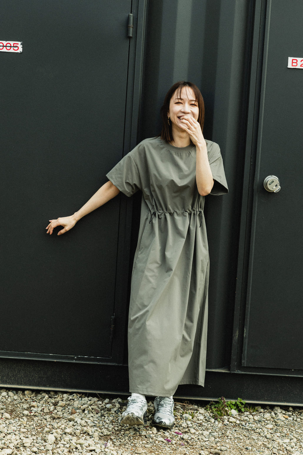 MIZUNO [ミズノ] 別注 4WAYストレッチ ギャザーデザインワンピース [D2JCDW01-JF]のスタイリングです。